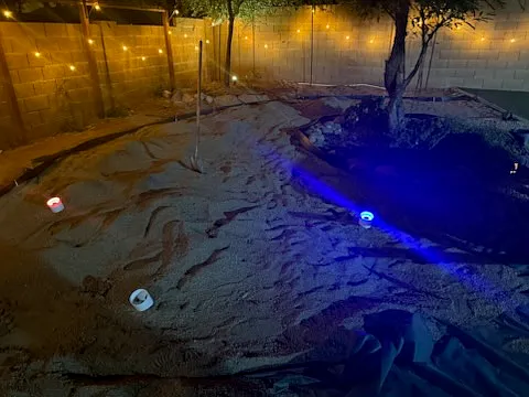 Up-coming 3-hole putting green with LED battery operated lights in cups :)