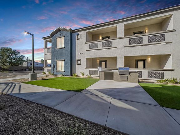 Exterior of building and courtyard view.