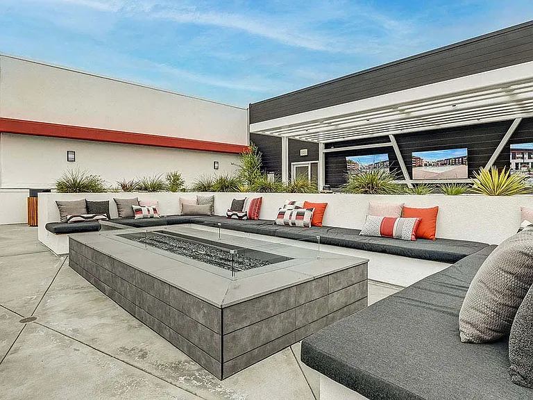 Griffis Platinum Triangle rooftop deck with firepit.