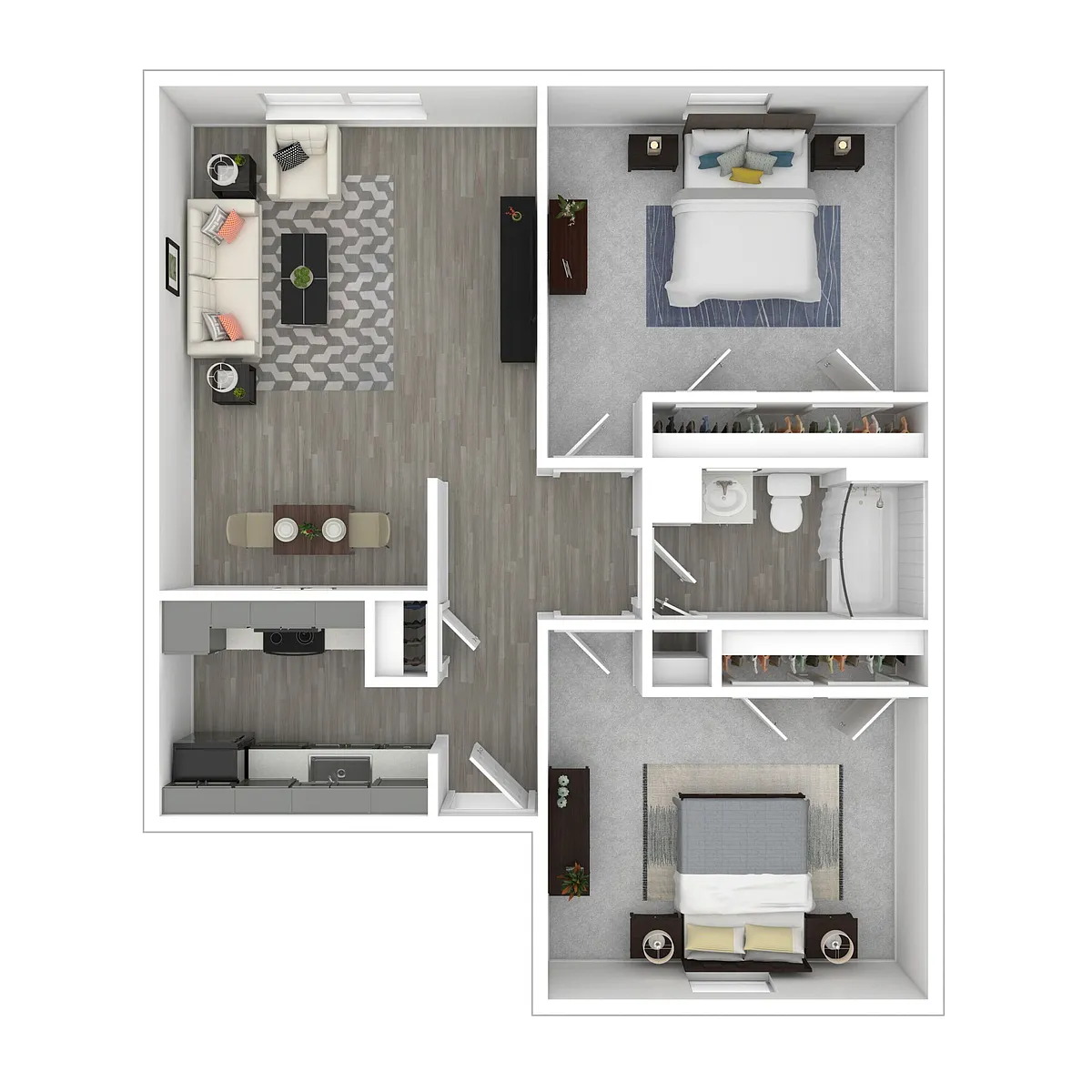 Floor plan Income-Restricted 2 Bedroom, 1 Bath 50%