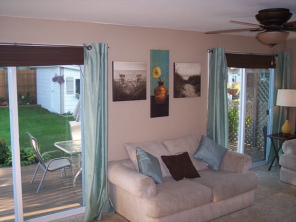 Family Room with 2 sliding glass doors