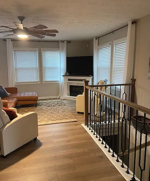 Fireplace and plenty of seating