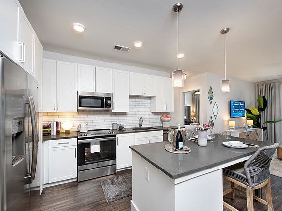 Kitchen with stainless steel appliances