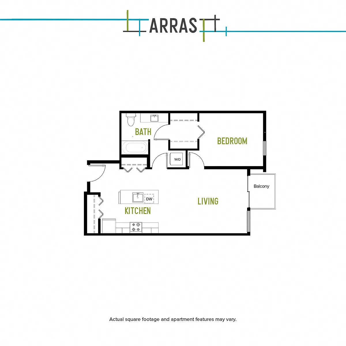 Floor plan One Bed One Bath E 3