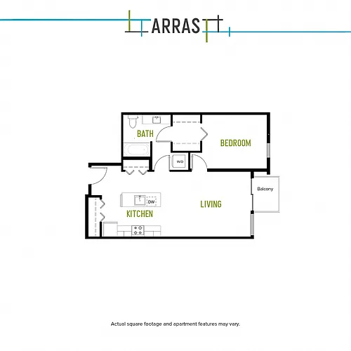 Floor plan One Bed One Bath E 3