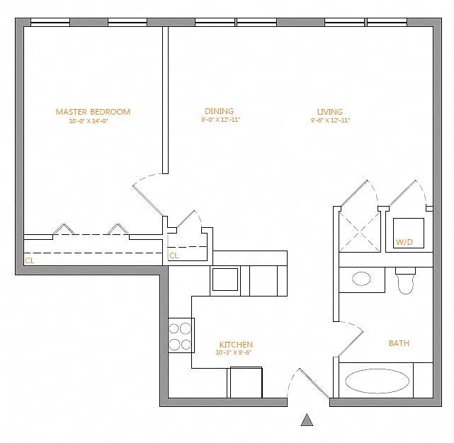 Floor plan 1 Bed/1 Bath-H