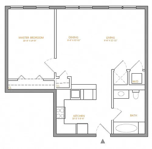 Floor plan 1 Bed/1 Bath-H