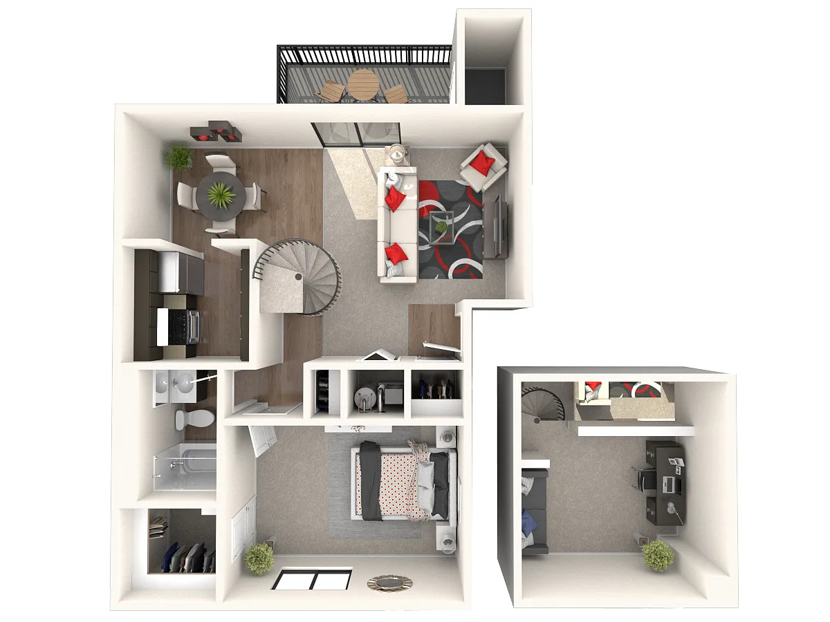 Floor plan 1 Bedroom Apartment with Loft