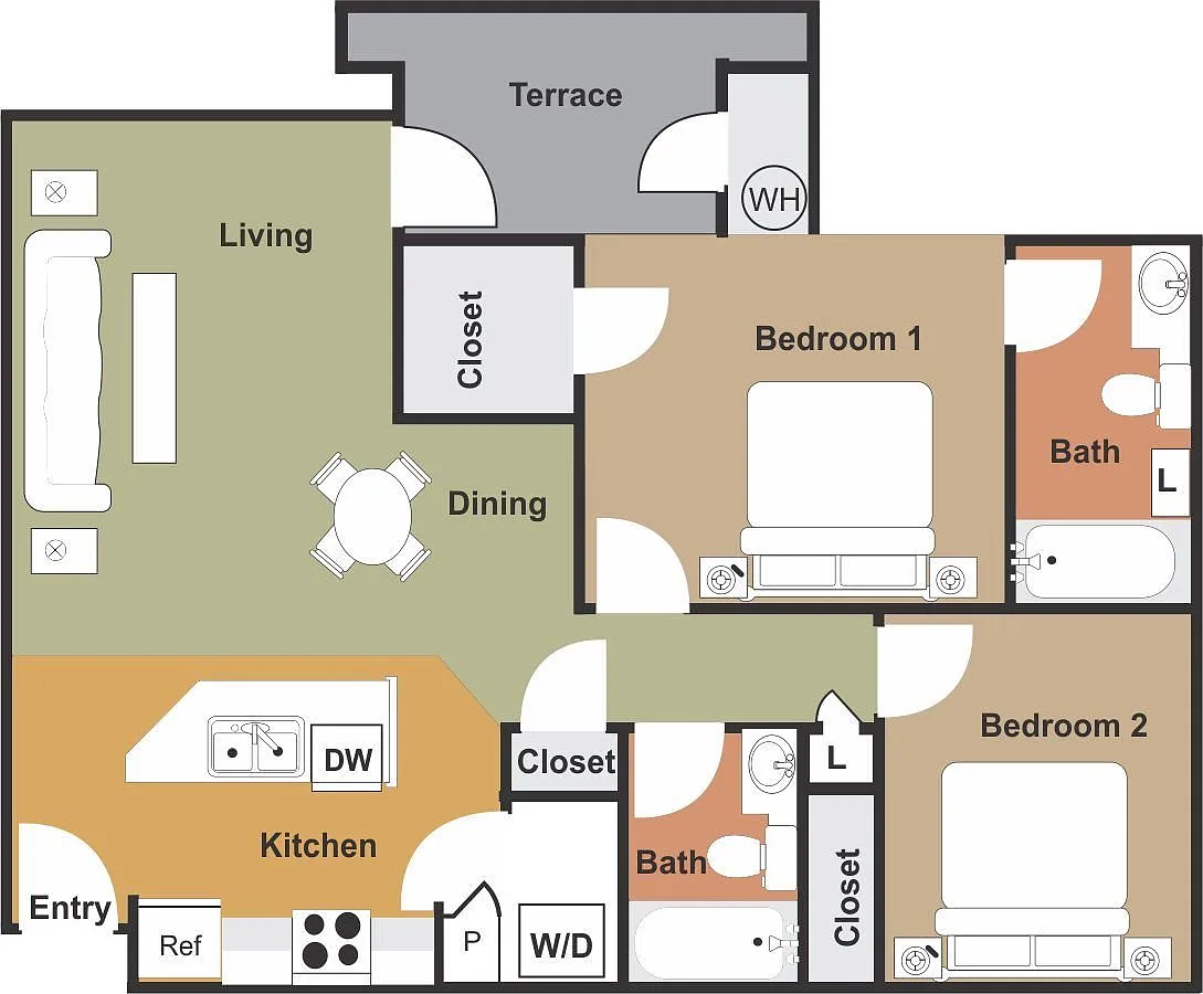 Floor plan Two Bedroom POB7