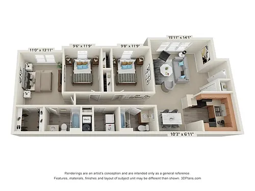 Floor plan Renovated 3 Bedroom Garden