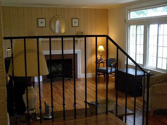 view of living room from stairway