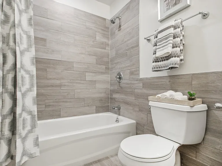 a bathroom with a toilet and a bath tub