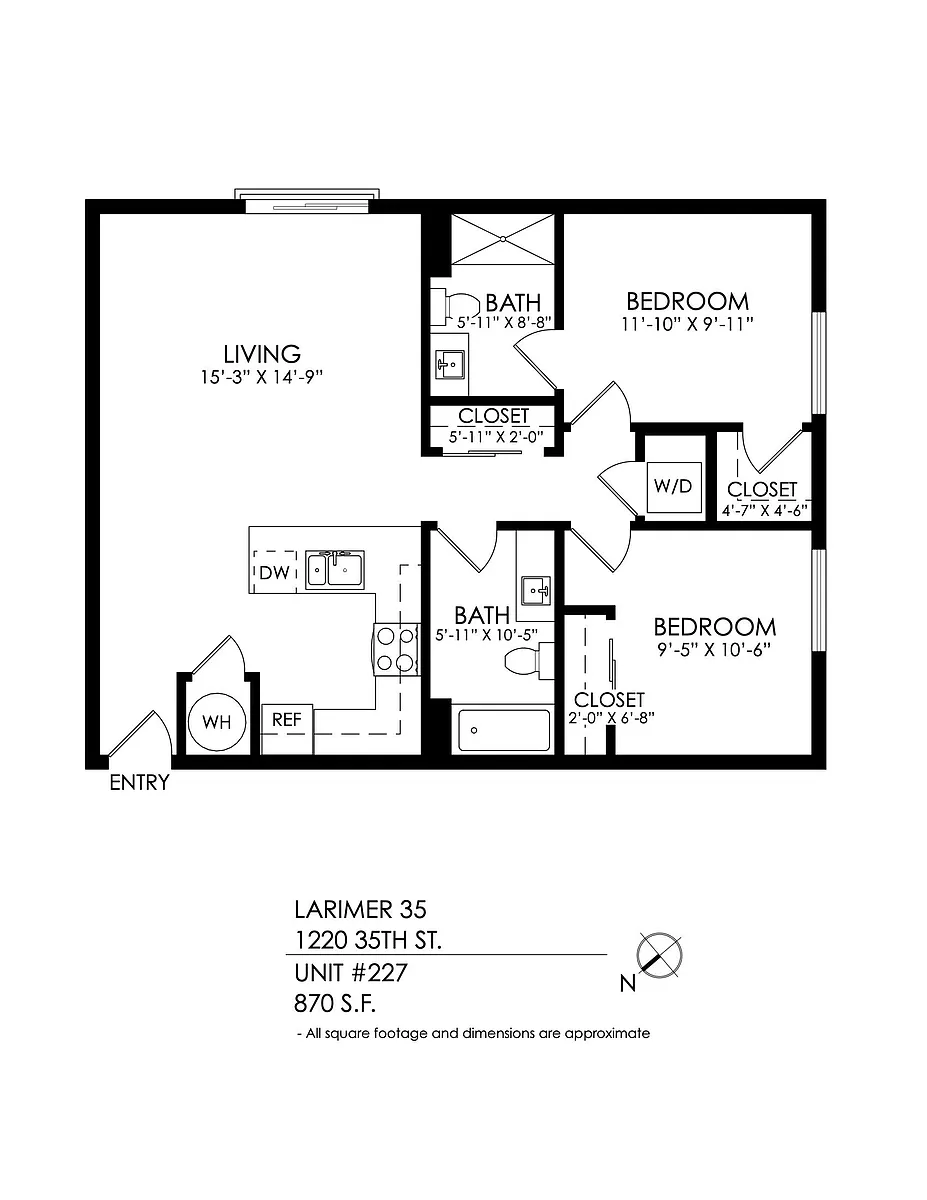 Floor plan 2 bedroom, 2 bath