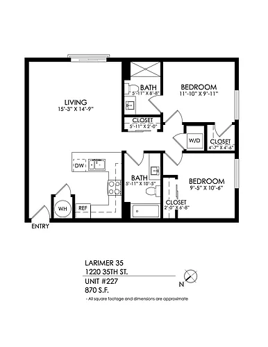Floor plan 2 bedroom, 2 bath