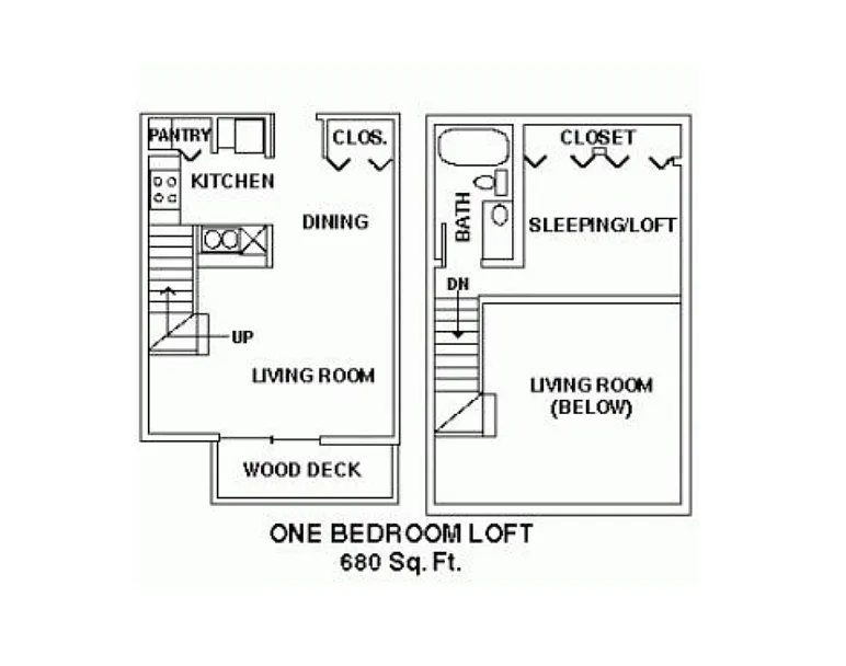Floor plan One Bedroom Loft