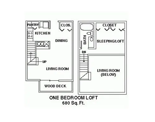 Floor plan One Bedroom Loft