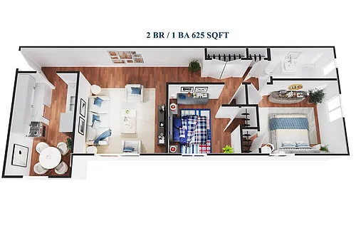 Floor plan 2 Bed/1 Bath