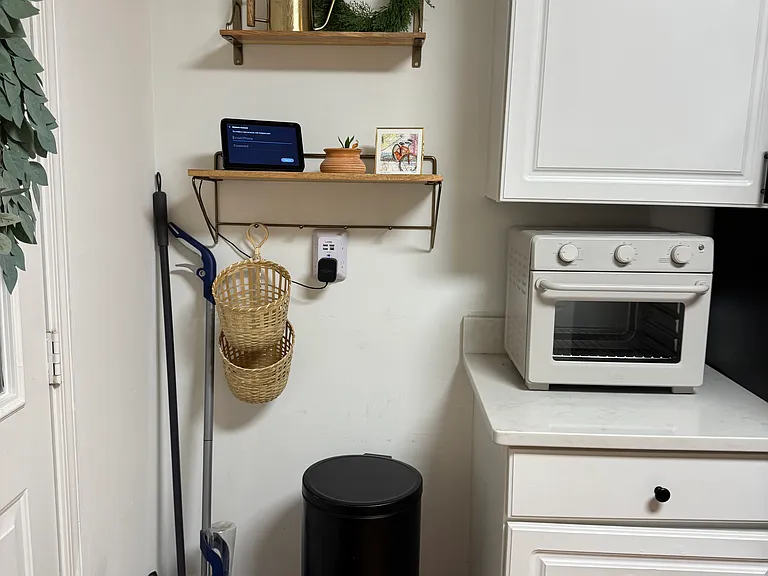 Kitchen - toaster oven, shelving, cleaning supplies included
