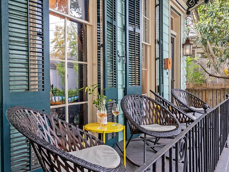 Have your evening glass of wine on the rocking chairs
