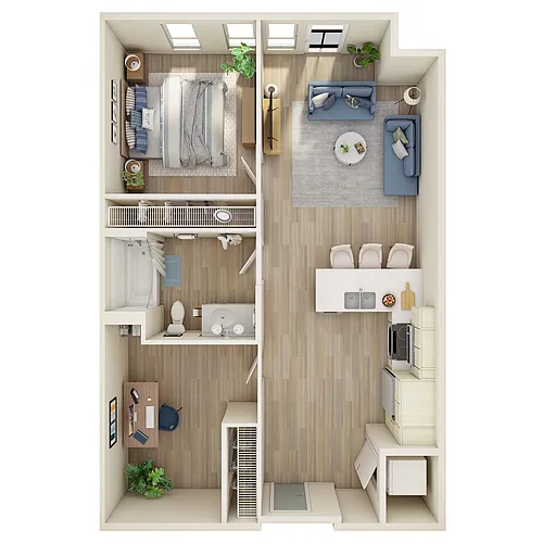 Floor plan 1 Bed, 1 Bath Den - MFTE - A