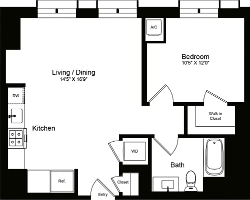 Floor plan 1 Bedroom C