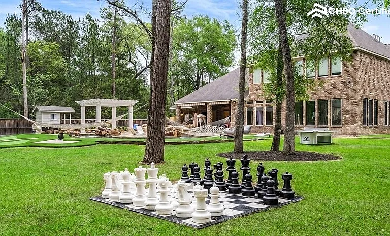 Outdoor life-size chess and seating
