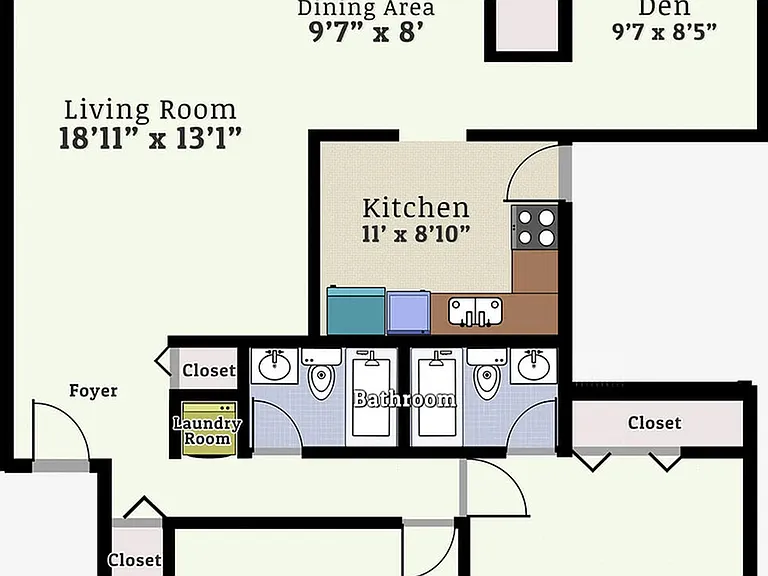 Two Bedroom Two Bath Den Garden Floorplan Two Bedroom Two Bath Den Garden Floorplan