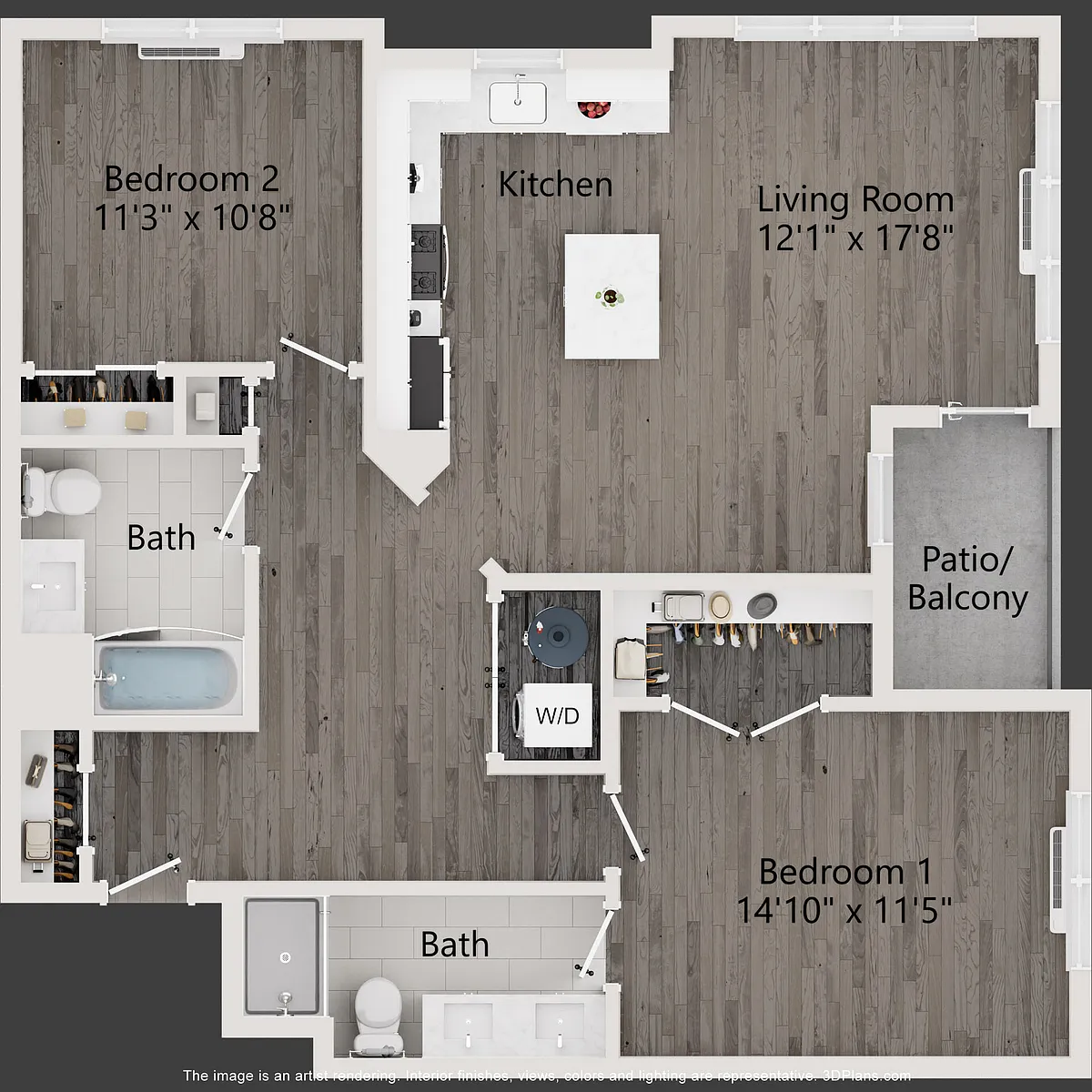 Floor plan 2 BR 2 BATH GRANDE W BALCONY