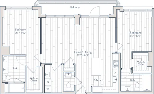 Floor plan 2 Bed/2.5 Bath-E28-b2