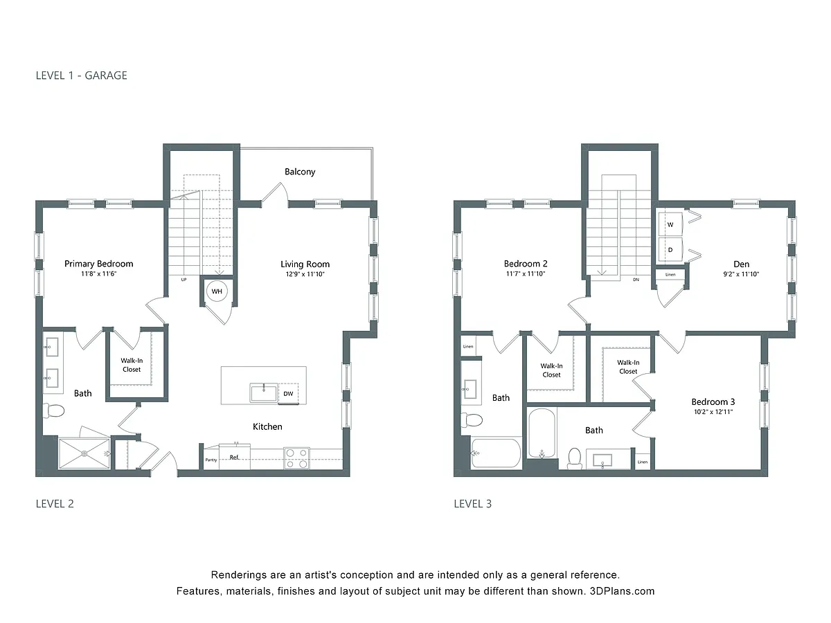 Floor plan The Beacon | 3 Bed | 3 Bath | Den