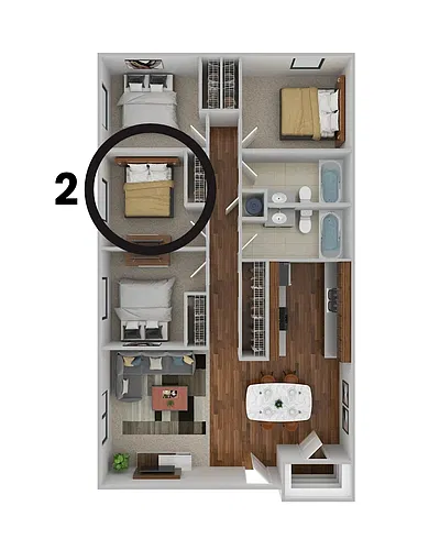 Floor plan Student Housing - Rent by the Room 2