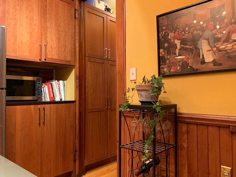 Great pantry storage space. Microwave included upon request.