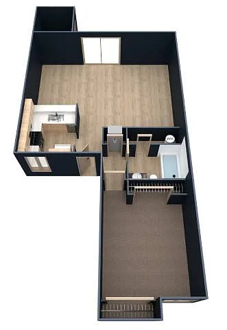 Floor plan A2-1 Bedroom, 1 Bathroom