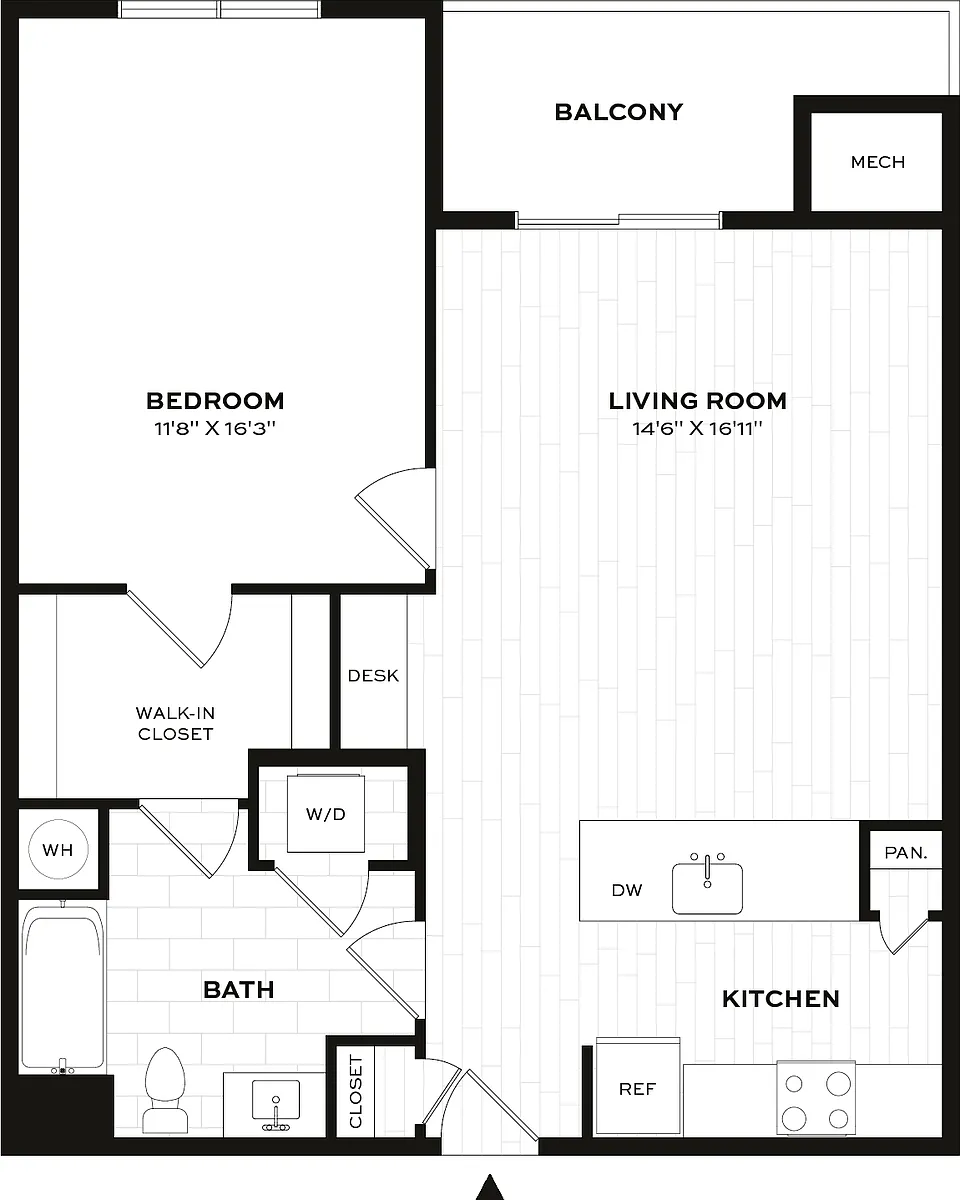 Floor plan 1 Bed/1 Bath-B2-X