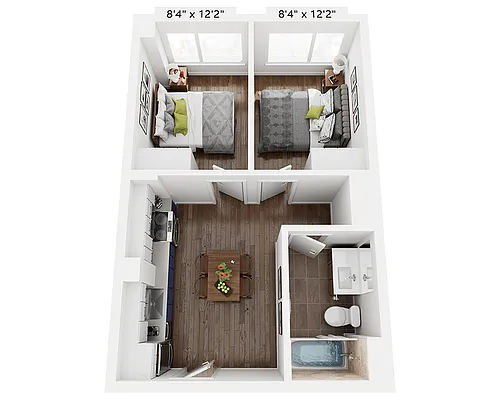 Floor plan Two Bedroom B1C