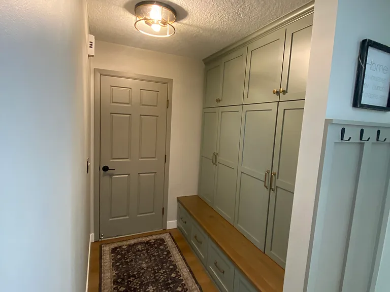 Custom locker system for "mudroom" storage