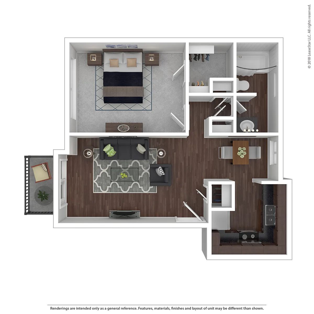 Floor plan Van Noy (1 Bedroom / 1 Bath)