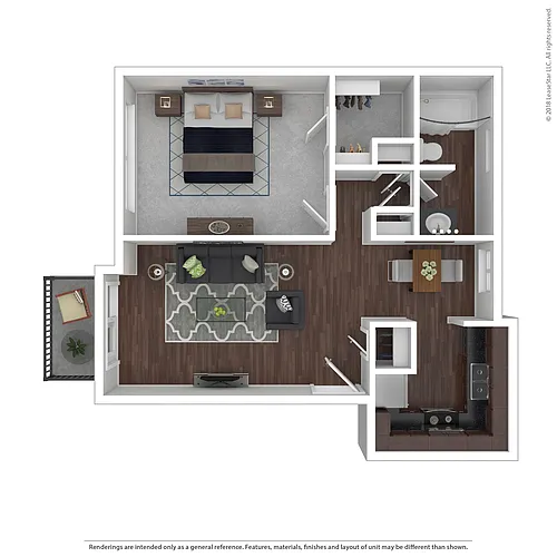 Floor plan Van Noy (1 Bedroom / 1 Bath)