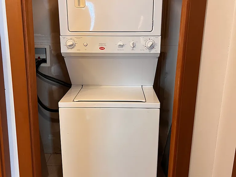 Washer and dryer conveniently located in the unit.