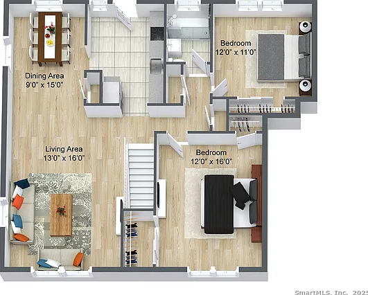 2-Bedroom Layout on Second Floor Apartments