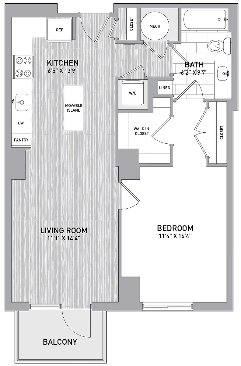 Floor plan 1 Bed1 Bath B2