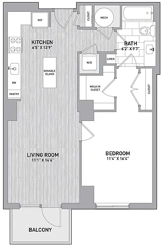 Floor plan 1 Bed1 Bath B2