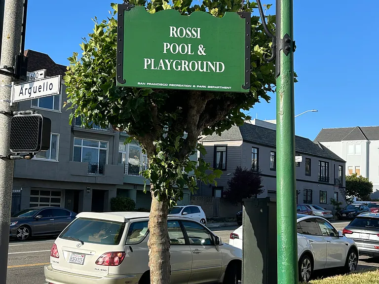 Rossi Park: swimming pool, tennis, pickle ball and basketball courts, baseball diamond and children's playground. Rossi Park is located on Arguello less than 1 block away.