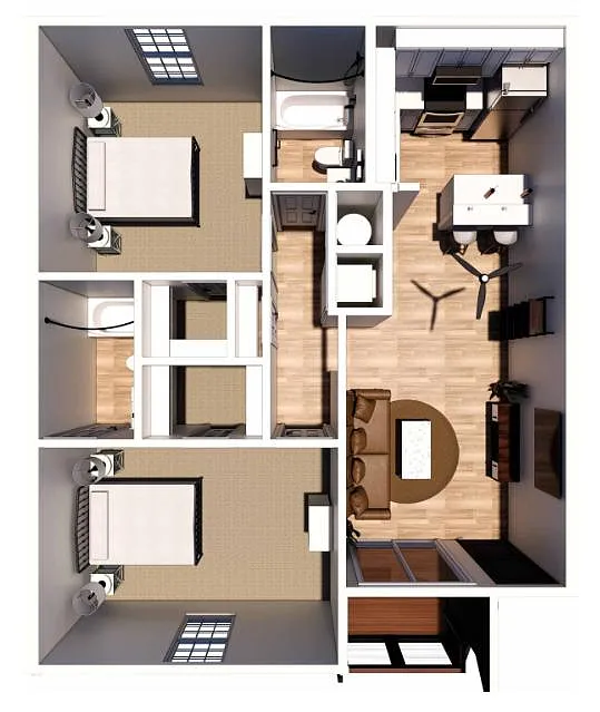 Floor plan 1837 EOV 2BD 2BA