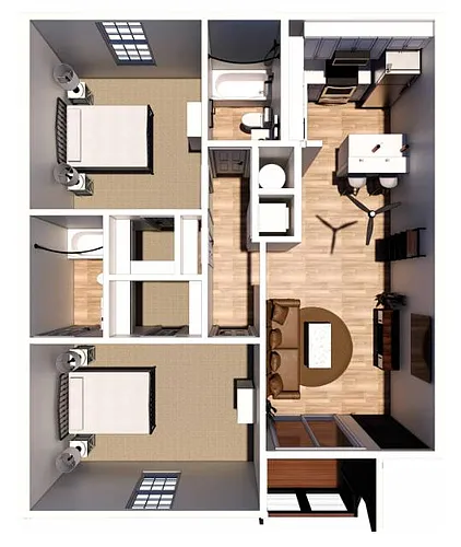 Floor plan 1837 EOV 2BD 2BA