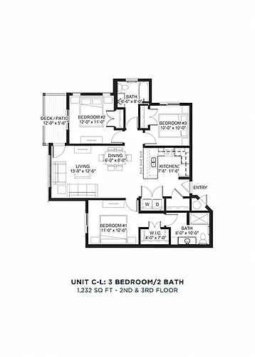 Floor plan Three Bedroom - C-L