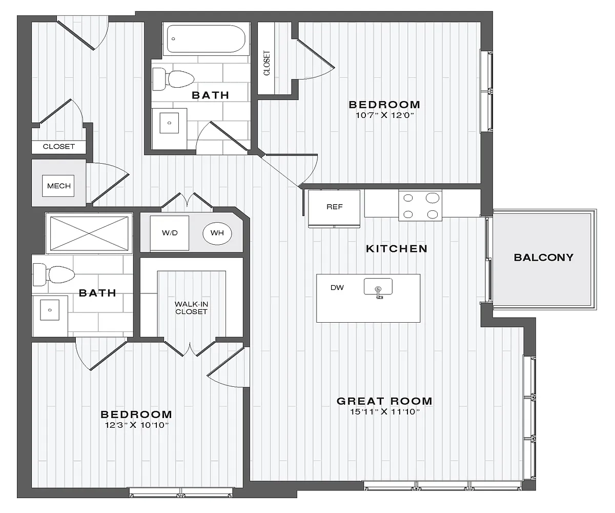 Floor plan 2 Bed/2 Bath-B2