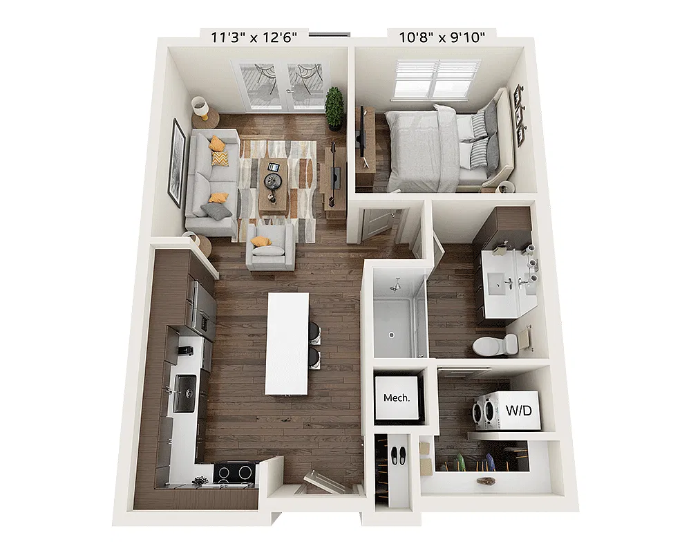 Floor plan One Bedroom A1G-III