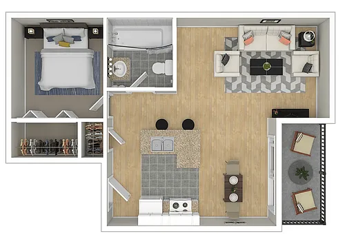 Floor plan 1 Bedroom / 1.0 Bath