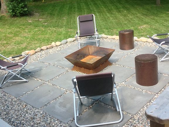 Fire pit off the new deck